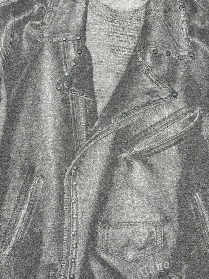 2010s John Galliano Grey Abstract Trompe Loeil T-Shirt  teKEWEX 6