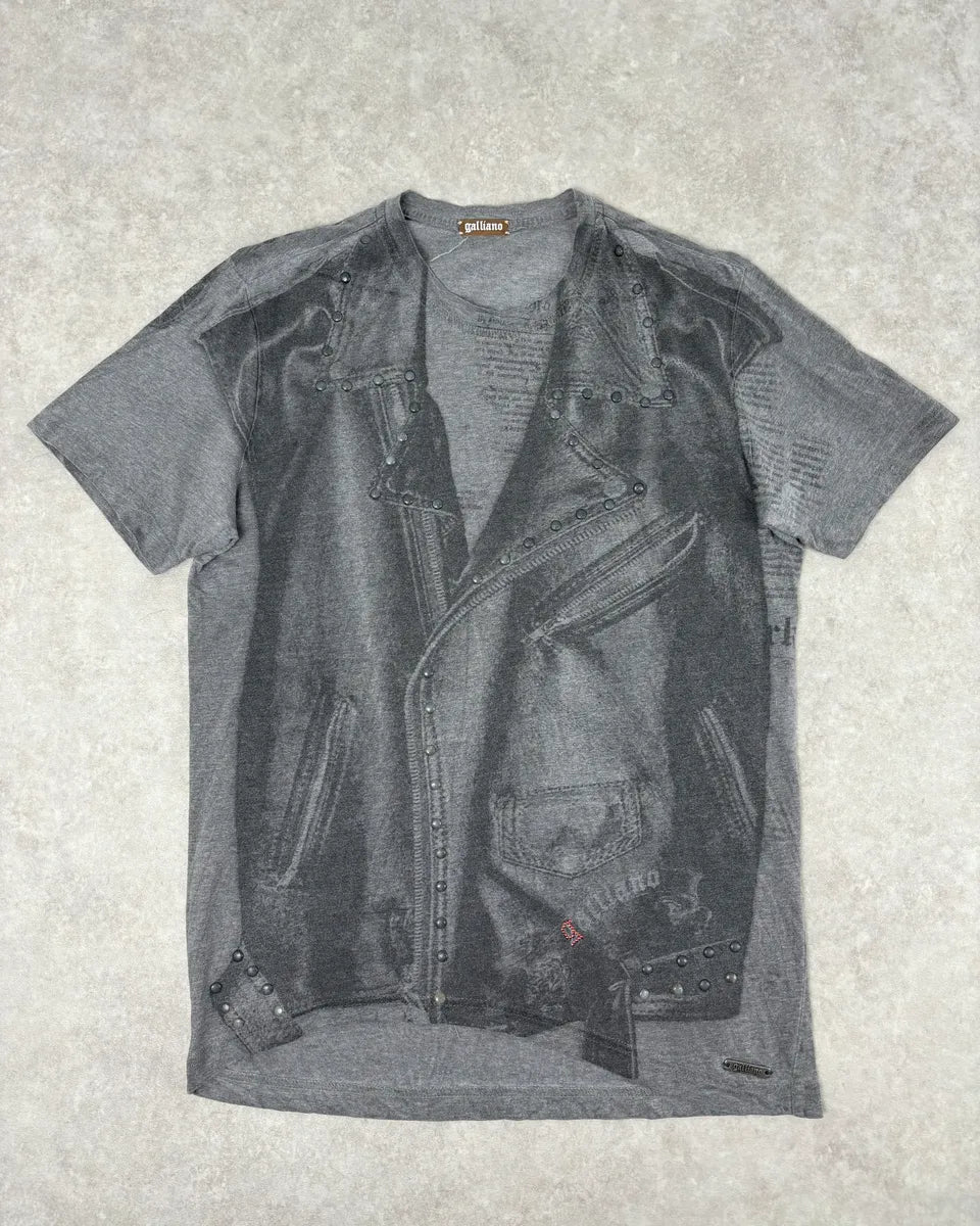 2010s John Galliano Grey Abstract Trompe Loeil T-Shirt  teKEWEX 0