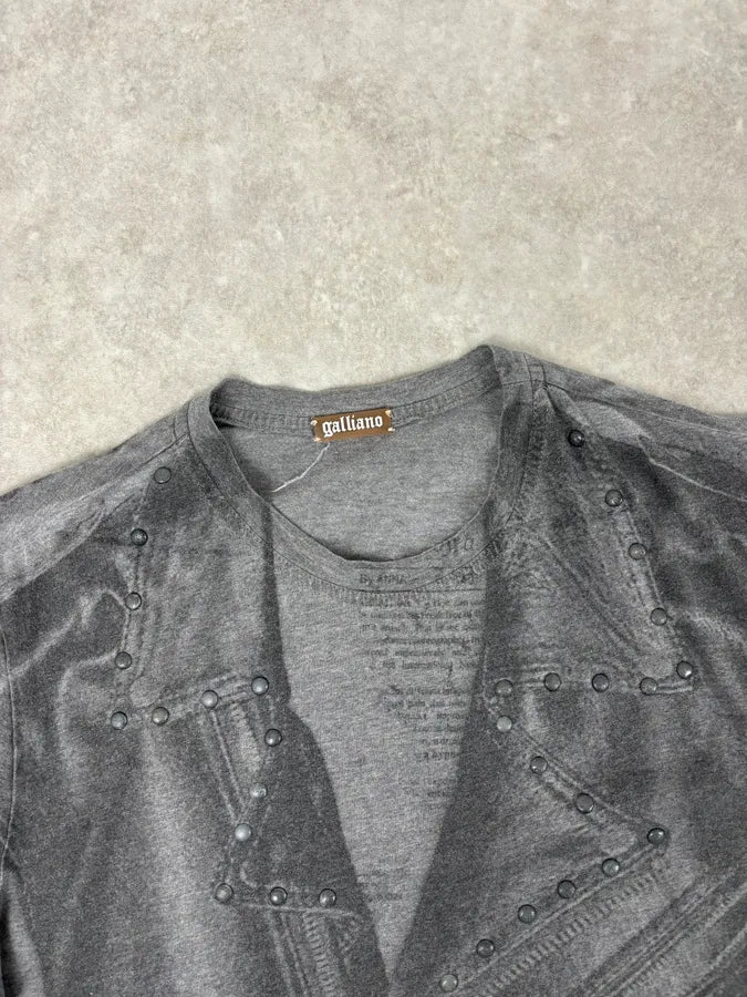 2010s John Galliano Grey Abstract Trompe Loeil T-Shirt  teKEWEX 3
