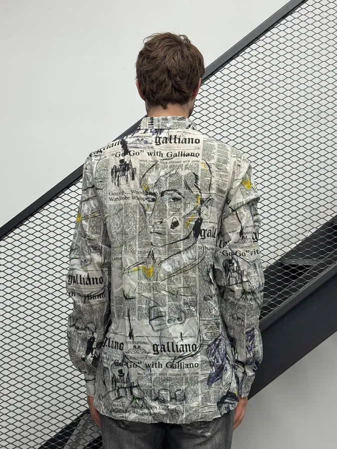 SS2008 John Galliano Newspaper Magazine Print Shirt nPUQfHC 2