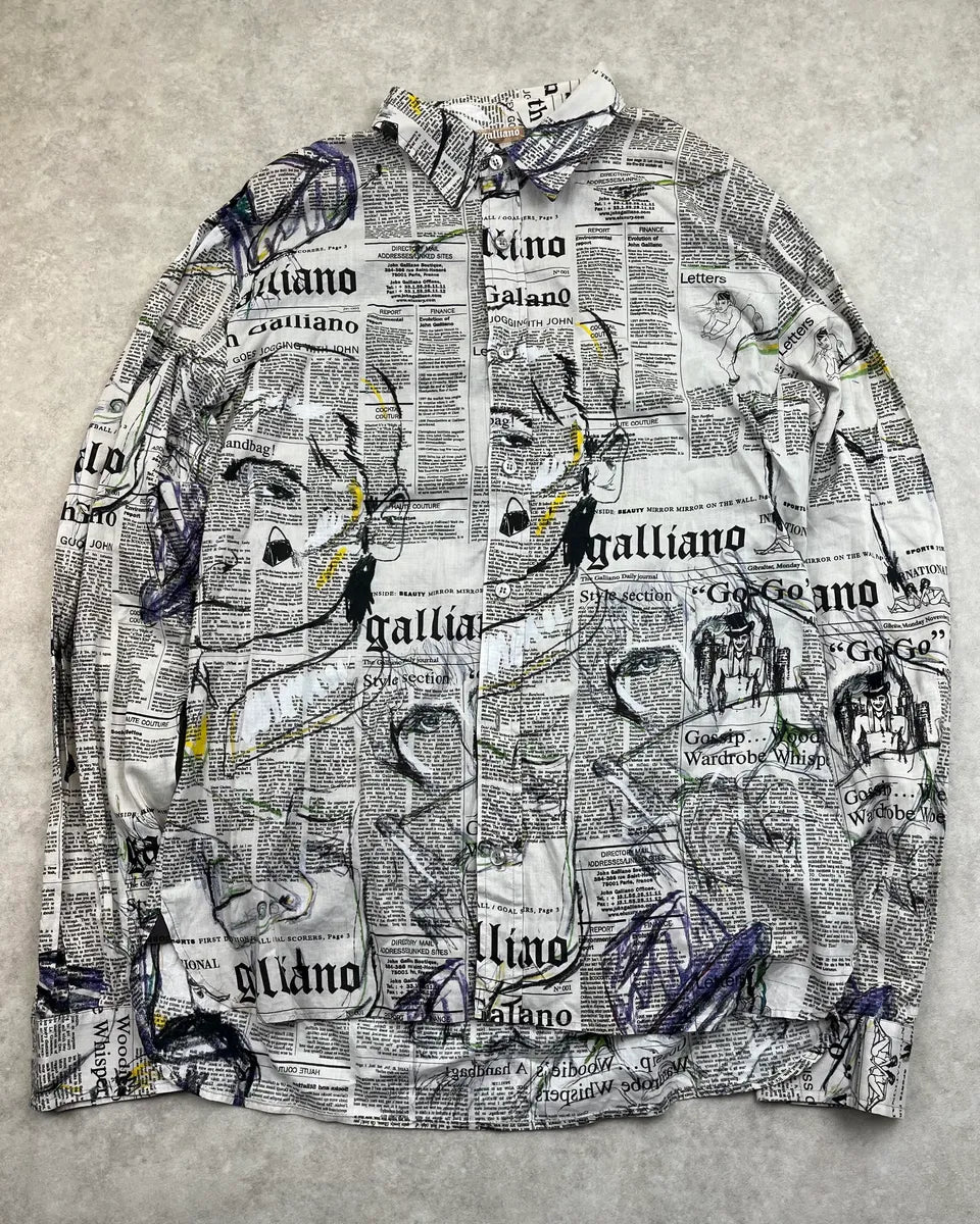 SS2008 John Galliano Newspaper Magazine Print Shirt nPUQfHC 0