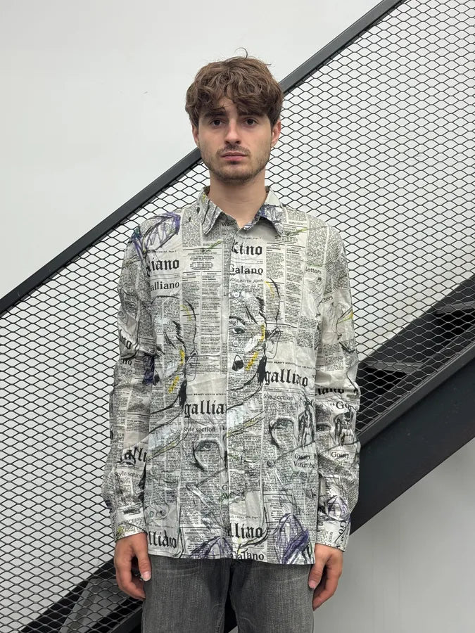 SS2008 John Galliano Newspaper Magazine Print Shirt nPUQfHC 1