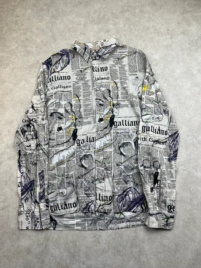 SS2008 John Galliano Newspaper Magazine Print Shirt nPUQfHC 3