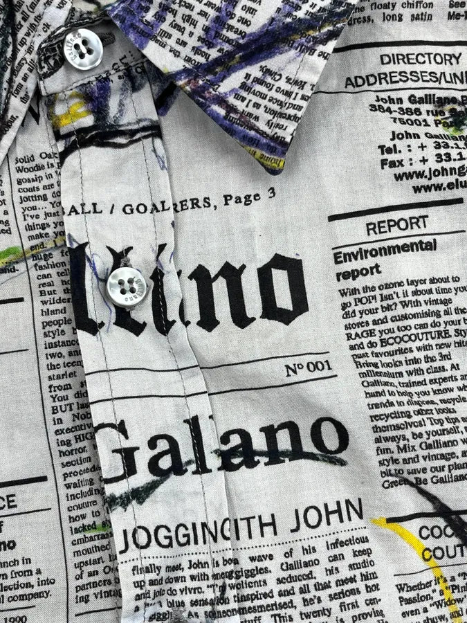SS2008 John Galliano Newspaper Magazine Print Shirt nPUQfHC 10