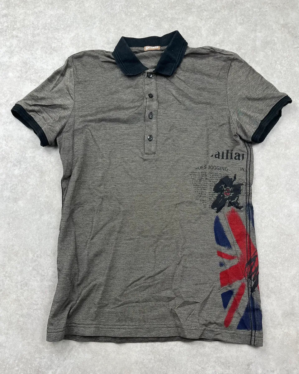 2000s John Galliano Grey UK Flag Polo adZzvpX 0