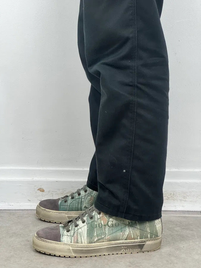 2000s John Galliano Mint Newspaper Print High-Top Sneakers PFfzyLX 1
