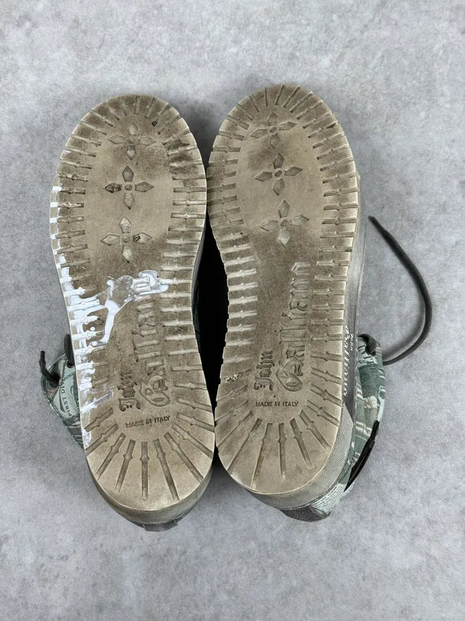 2000s John Galliano Mint Newspaper Print High-Top Sneakers PFfzyLX 7