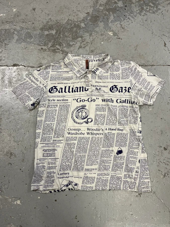 2000s John Galliano Newspaper White Polo zTokdDD 0