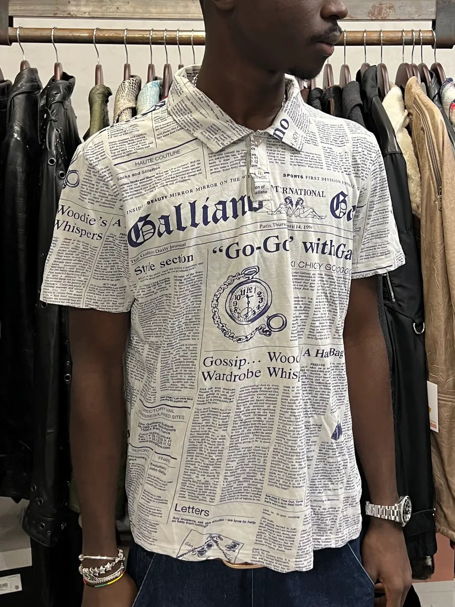 2000s John Galliano Newspaper White Polo zTokdDD 1