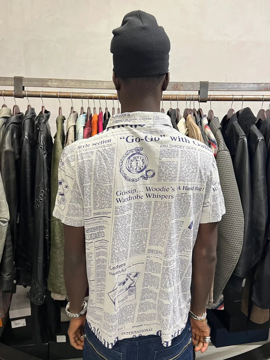 2000s John Galliano Newspaper White Polo zTokdDD 2
