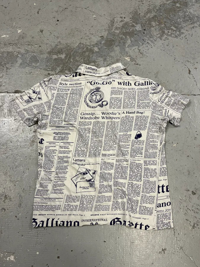 2000s John Galliano Newspaper White Polo zTokdDD 5