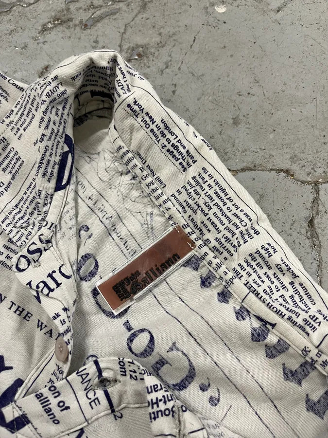 2000s John Galliano Newspaper White Polo zTokdDD 6