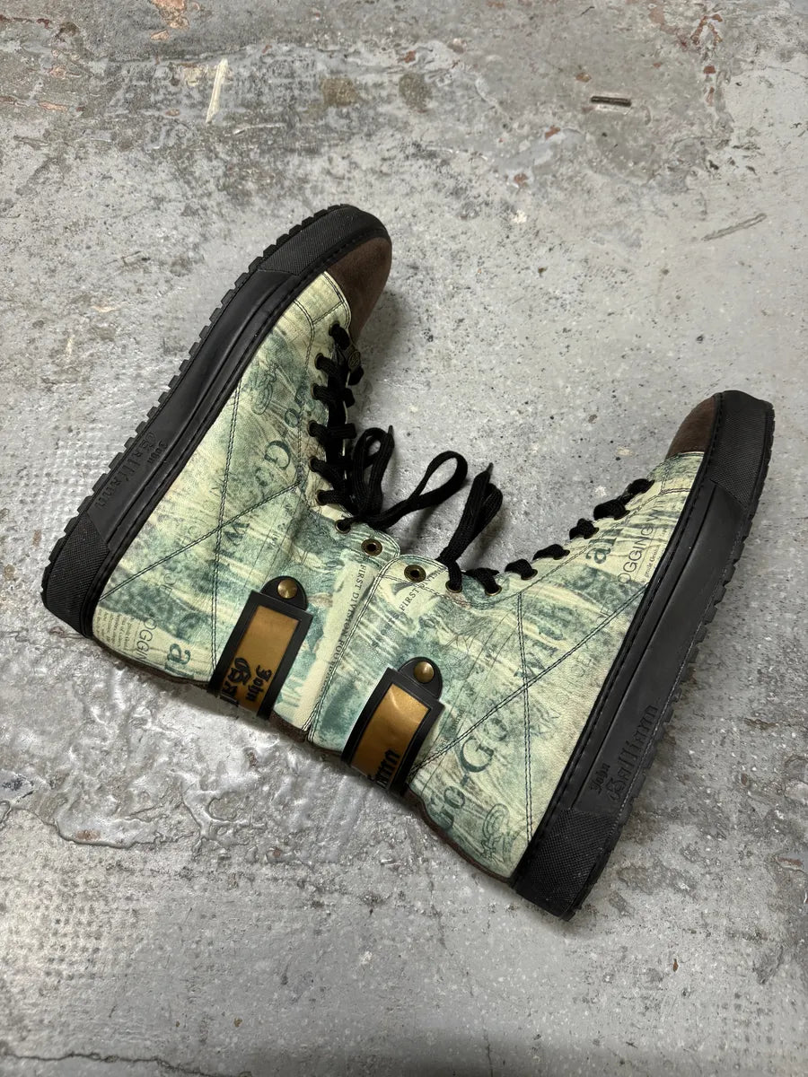 2000s John Galliano Newspapers Blue High Top Sneakers ixjLIdL 2