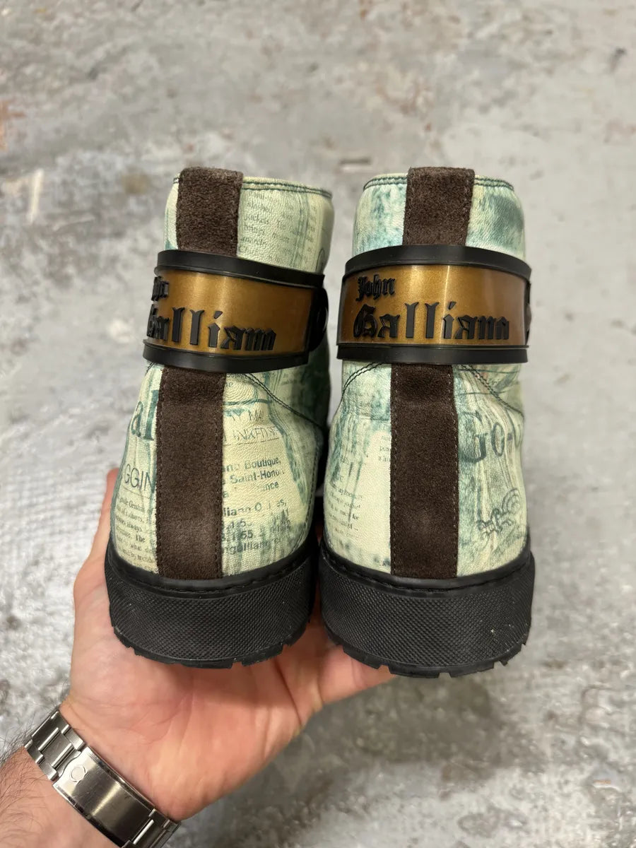 2000s John Galliano Newspapers Blue High Top Sneakers ixjLIdL 3