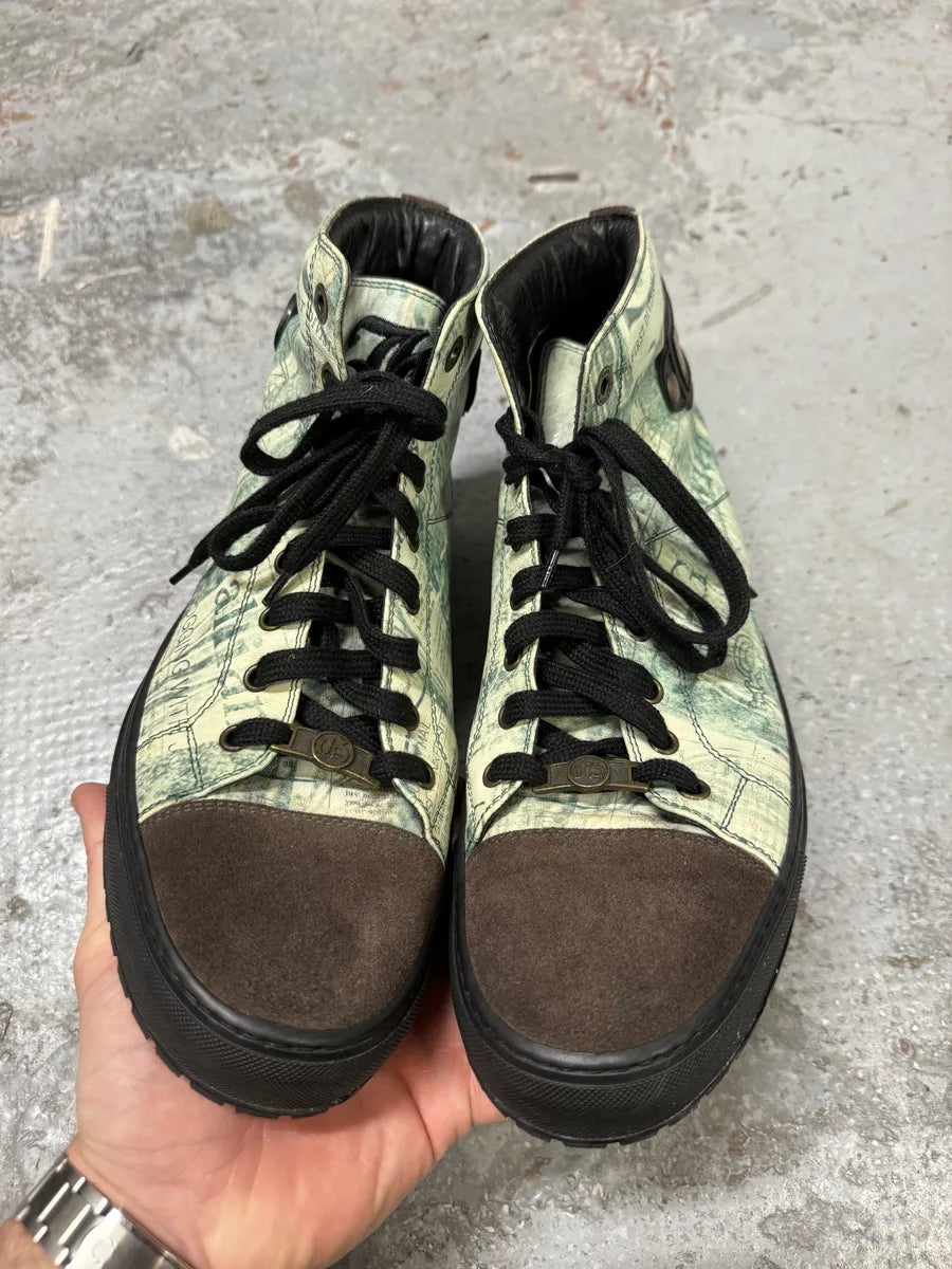 2000s John Galliano Newspapers Blue High Top Sneakers ixjLIdL 5