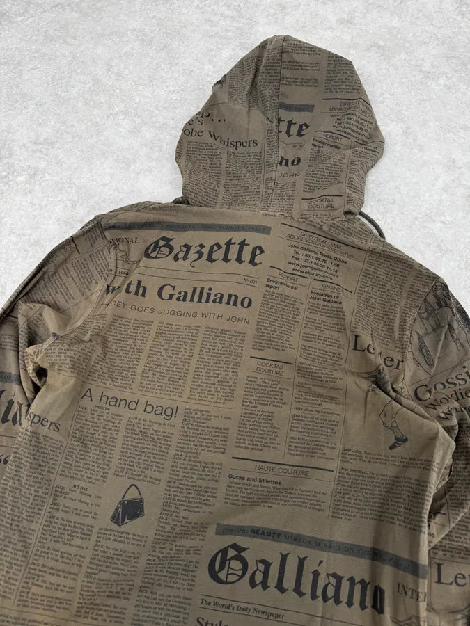 2000s John Galliano Newspapers Brown Hoodie BFJotbP 6