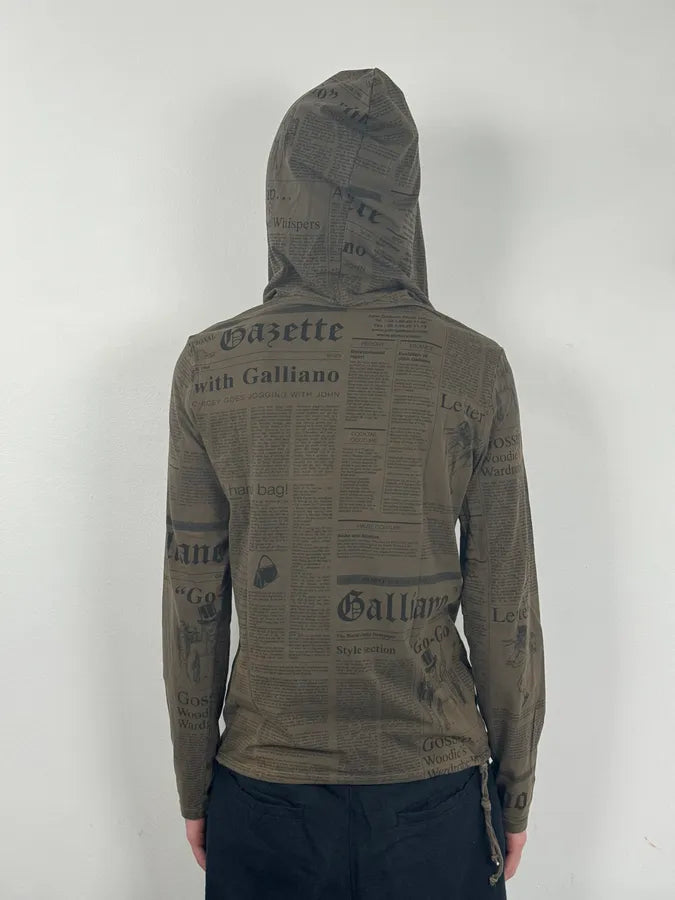 2000s John Galliano Newspapers Brown Hoodie BFJotbP 3