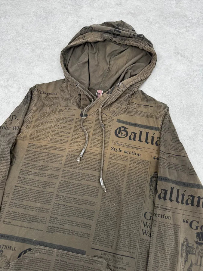 2000s John Galliano Newspapers Brown Hoodie BFJotbP 5