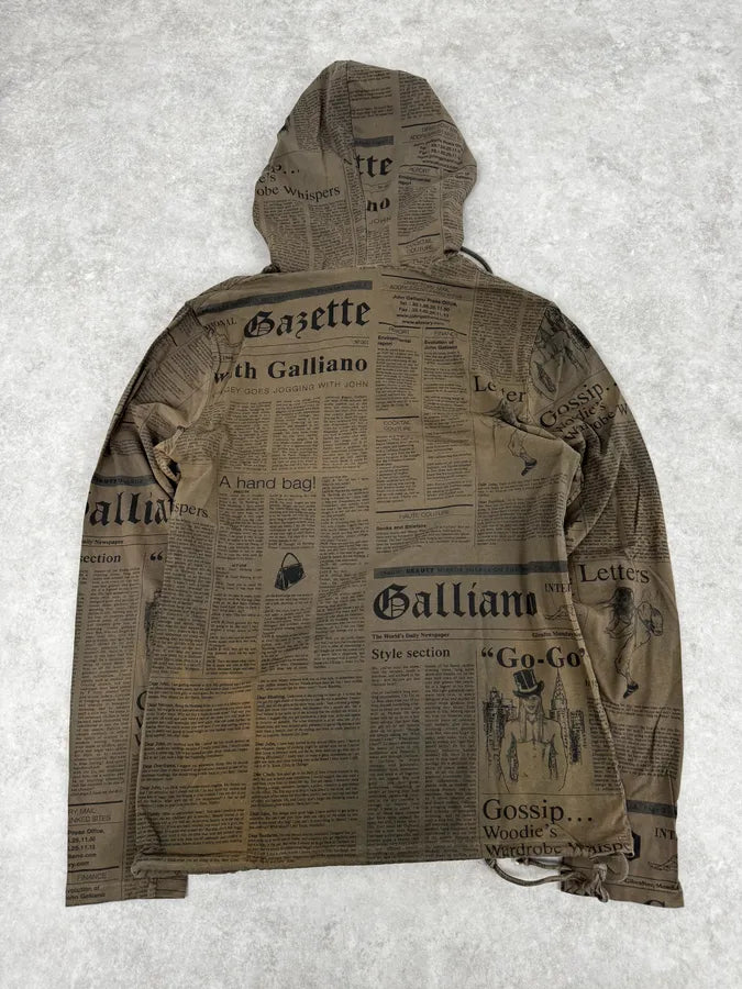 2000s John Galliano Newspapers Brown Hoodie BFJotbP 4