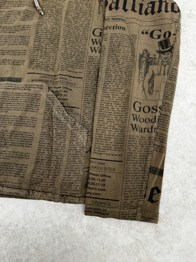 2000s John Galliano Newspapers Brown Hoodie BFJotbP 7