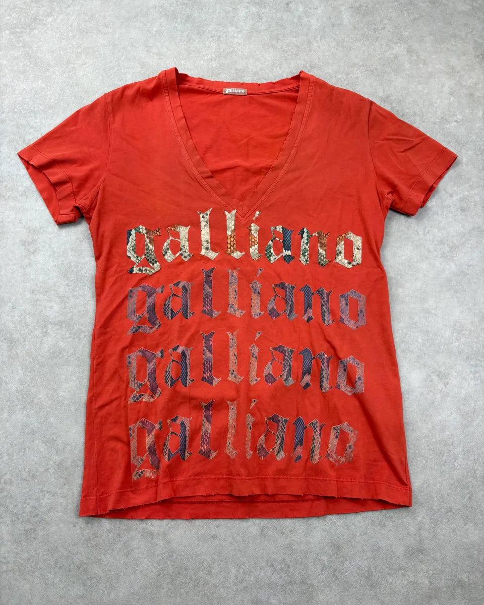 SS2012 John Galliano Red Propaganda V-Neck T-Shirt SNgwZrU 0
