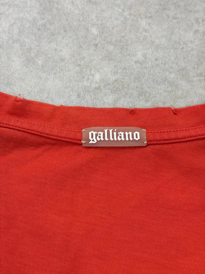 SS2012 John Galliano Red Propaganda V-Neck T-Shirt SNgwZrU 6