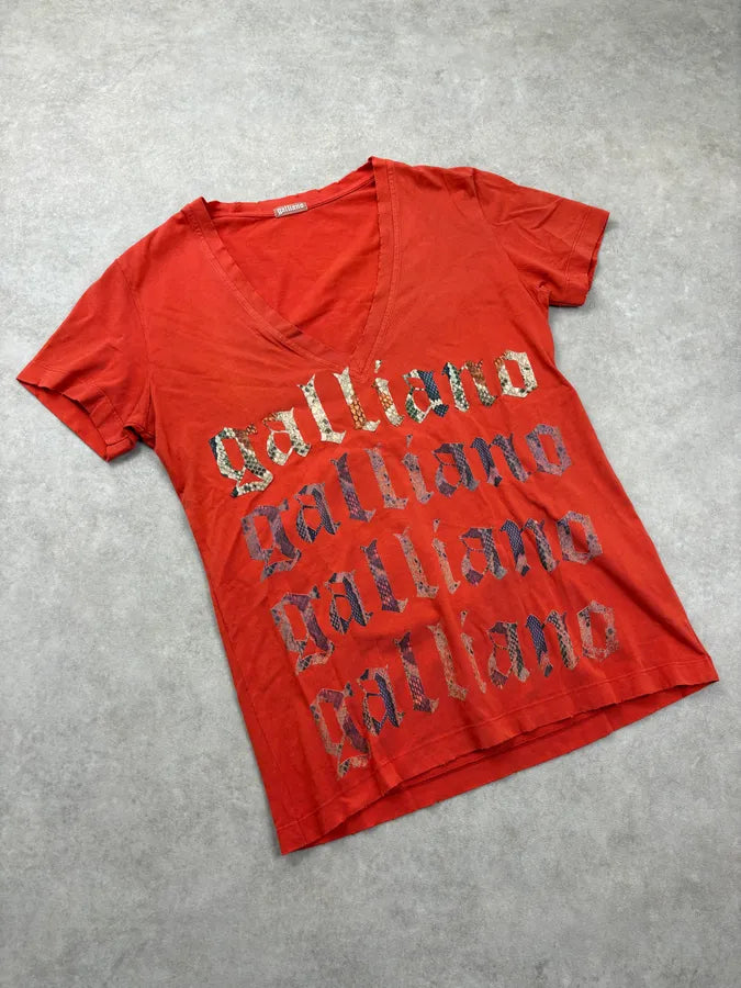SS2012 John Galliano Red Propaganda V-Neck T-Shirt SNgwZrU 3