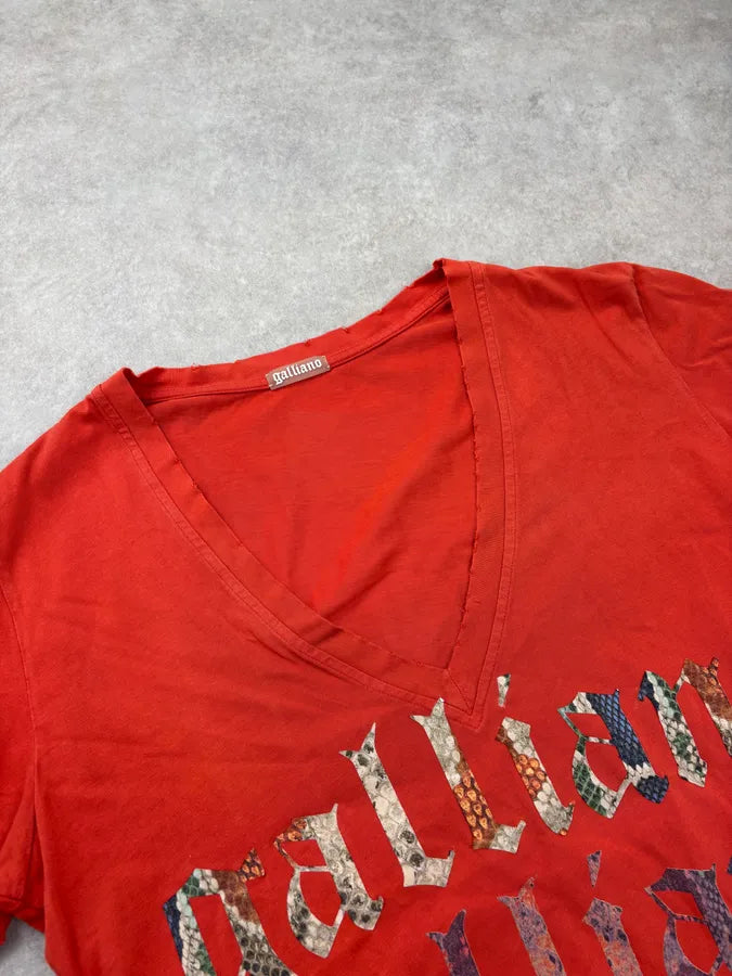 SS2012 John Galliano Red Propaganda V-Neck T-Shirt SNgwZrU 4