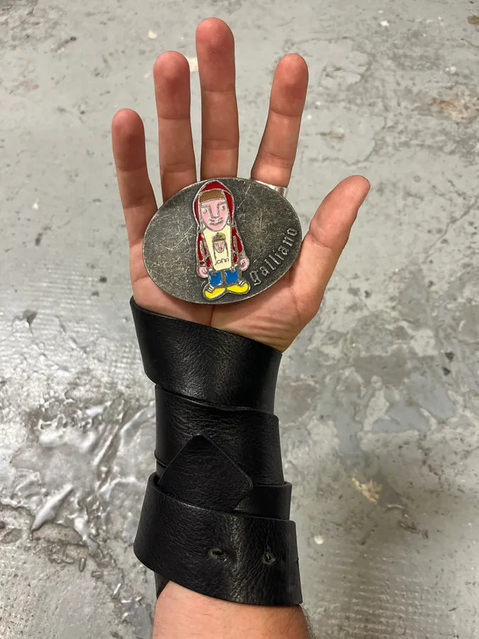 2000s John Galliano Relaxed Human Buckle Leather Belt DZLjxZi 0