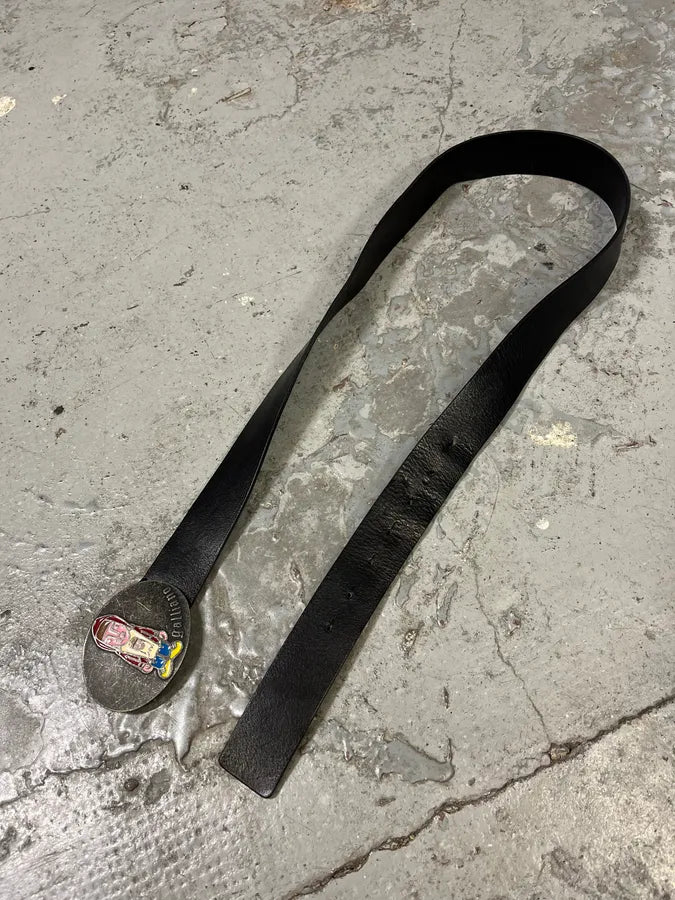 2000s John Galliano Relaxed Human Buckle Leather Belt DZLjxZi 3