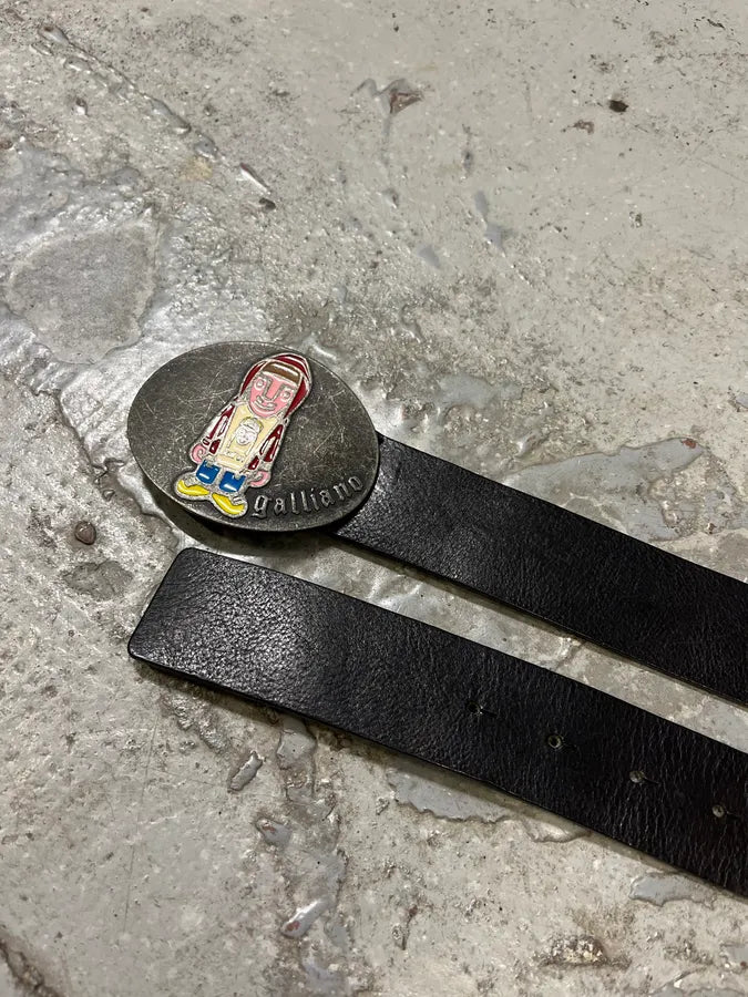 2000s John Galliano Relaxed Human Buckle Leather Belt DZLjxZi 4