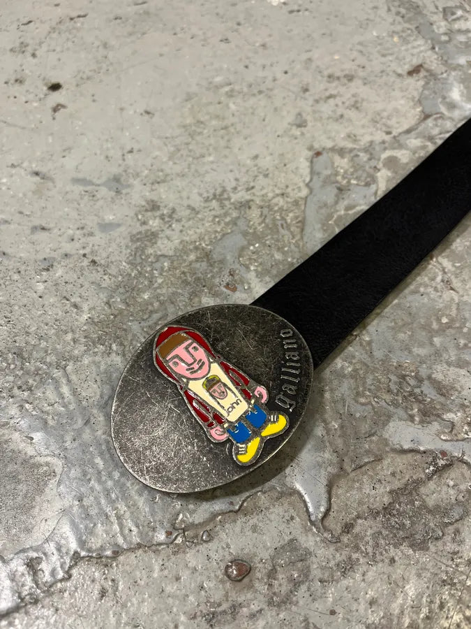 2000s John Galliano Relaxed Human Buckle Leather Belt DZLjxZi 5