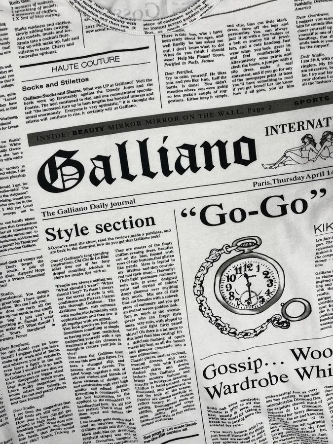 2000s John Galliano White Newspaper Print Longsleeve CMxfRiv 8
