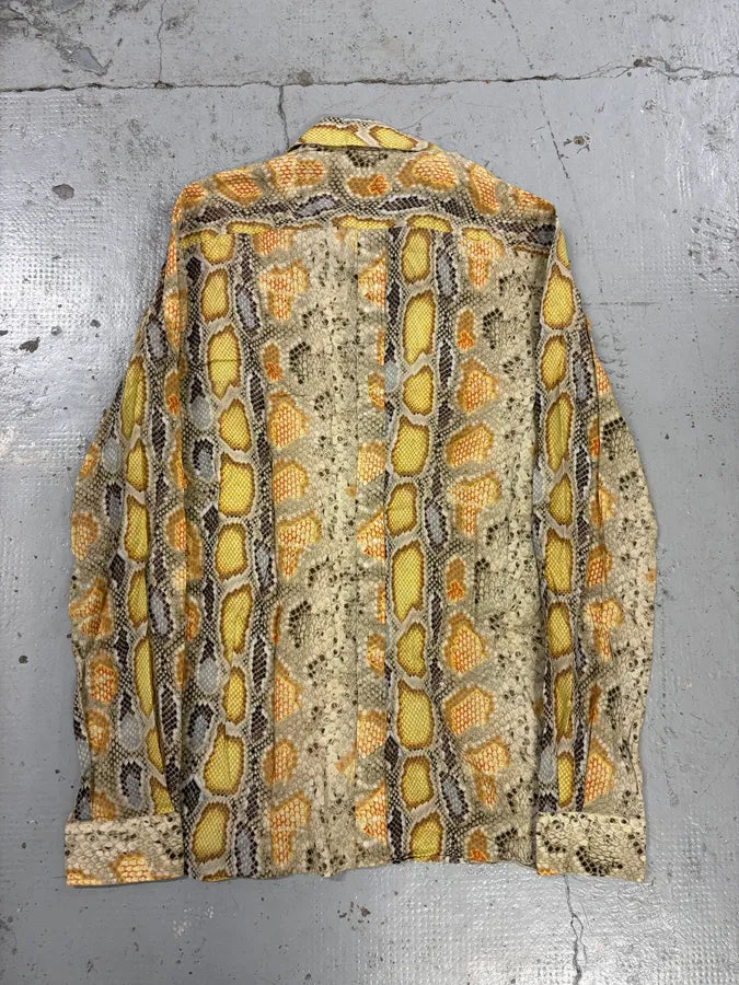 SS2012 John Galliano Yellow Python Snake Print Silk Shirt tQvPyld 5
