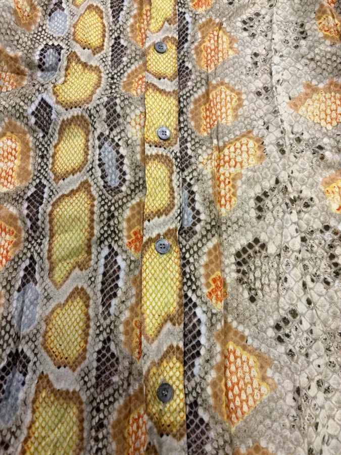 SS2012 John Galliano Yellow Python Snake Print Silk Shirt tQvPyld 8