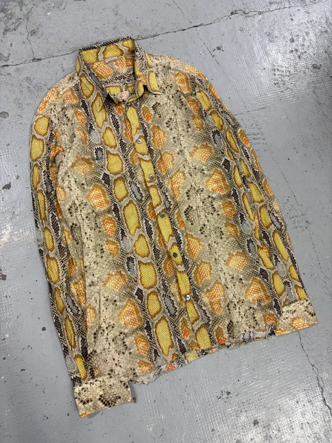 SS2012 John Galliano Yellow Python Snake Print Silk Shirt tQvPyld 3