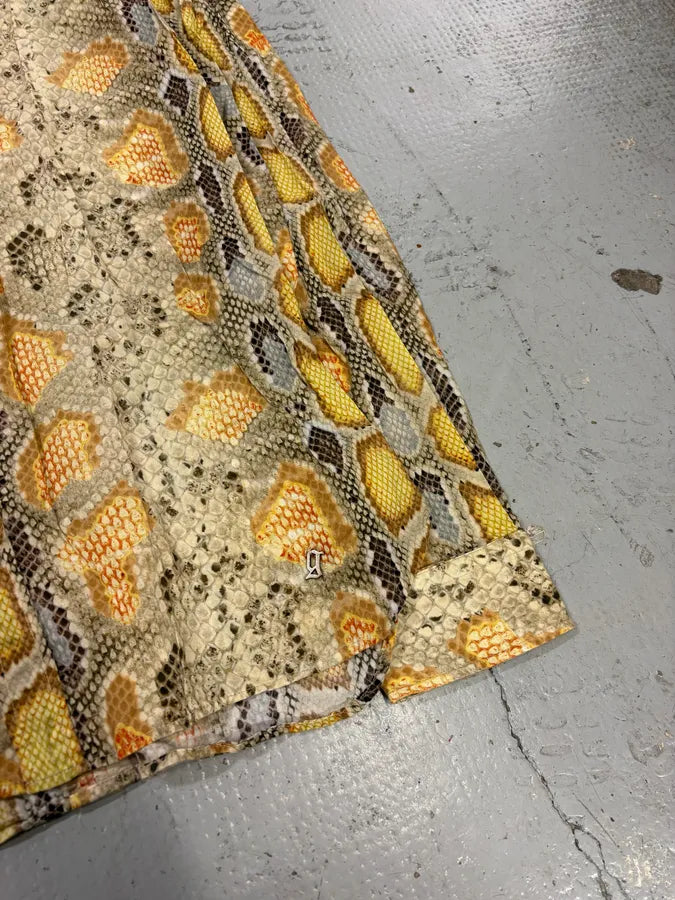 SS2012 John Galliano Yellow Python Snake Print Silk Shirt tQvPyld 7