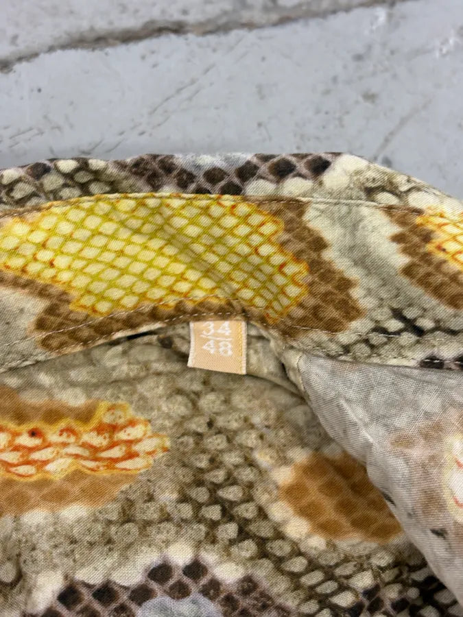 SS2012 John Galliano Yellow Python Snake Print Silk Shirt tQvPyld 10