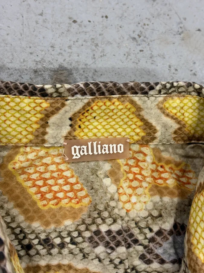SS2012 John Galliano Yellow Python Snake Print Silk Shirt tQvPyld 9