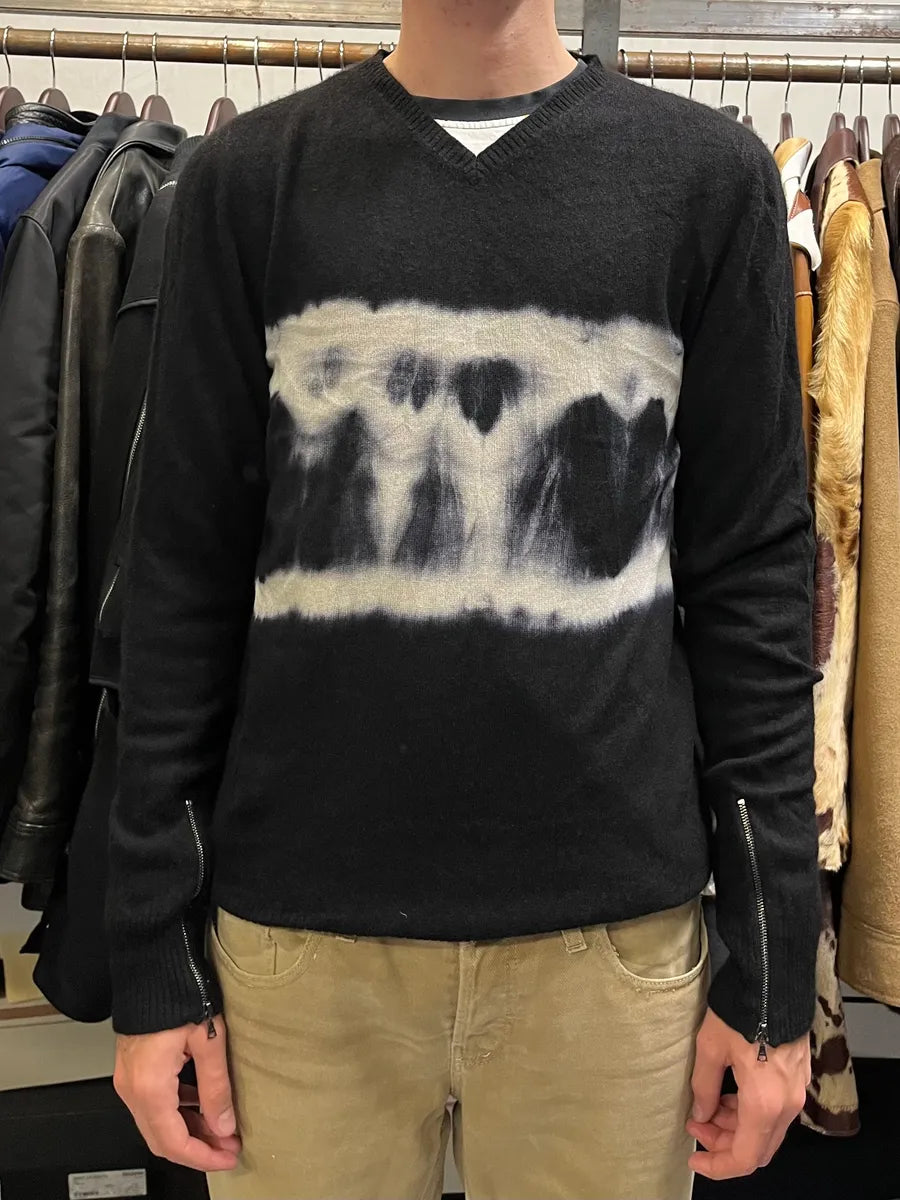 2000s John Richmond Black Cashmere V Neck Tie Dye Sweater vXMNIgT 1