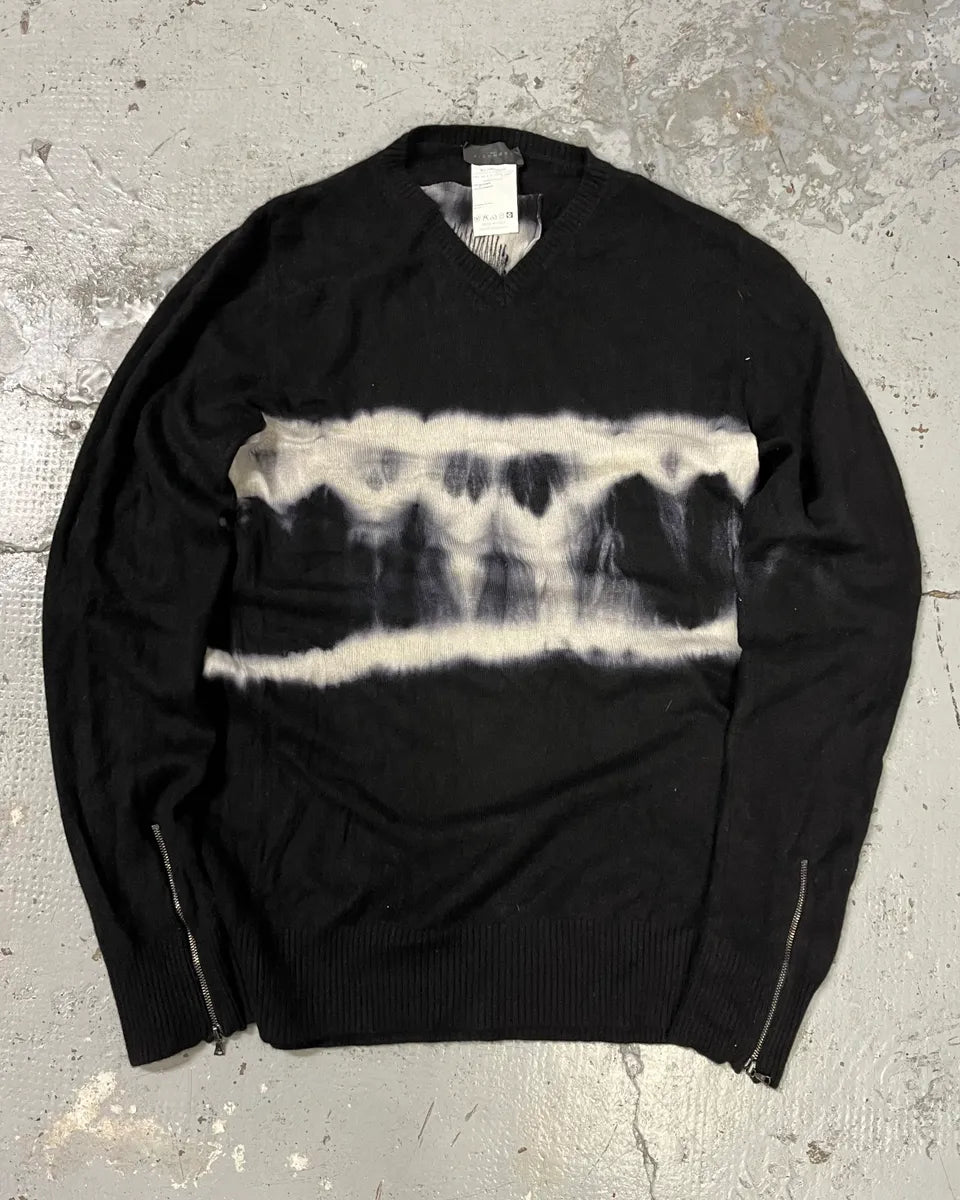 2000s John Richmond Black Cashmere V Neck Tie Dye Sweater vXMNIgT 0