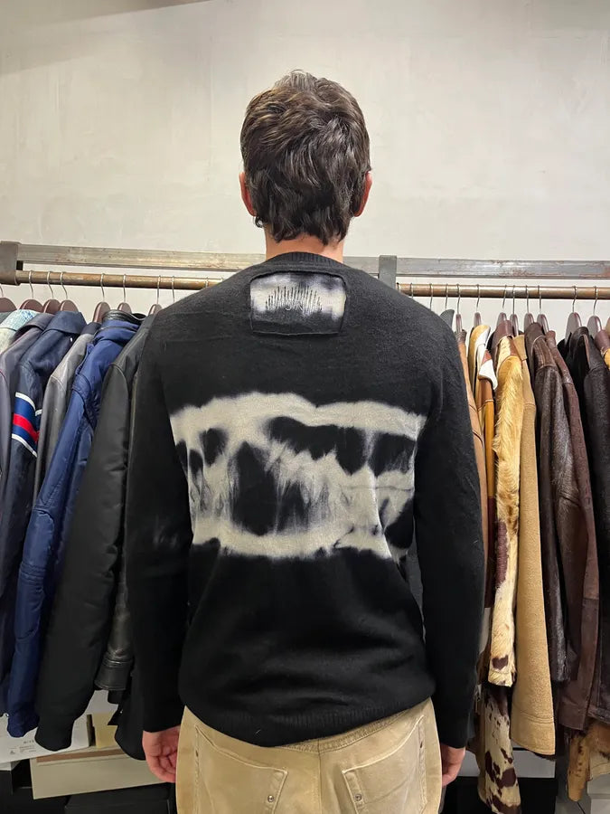 2000s John Richmond Black Cashmere V Neck Tie Dye Sweater vXMNIgT 2
