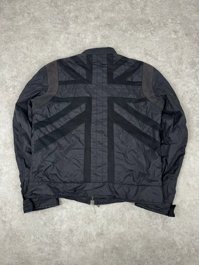 2000s John Richmond Faded Black UK Flag British Jacket NSqqoVB 2