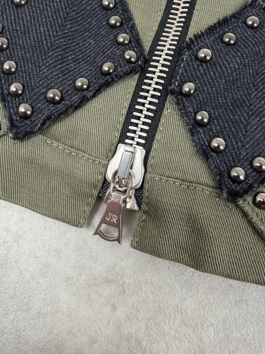 2000s John Richmond Olive Green Studded Embellished Cross Jacket wsOExjV 10