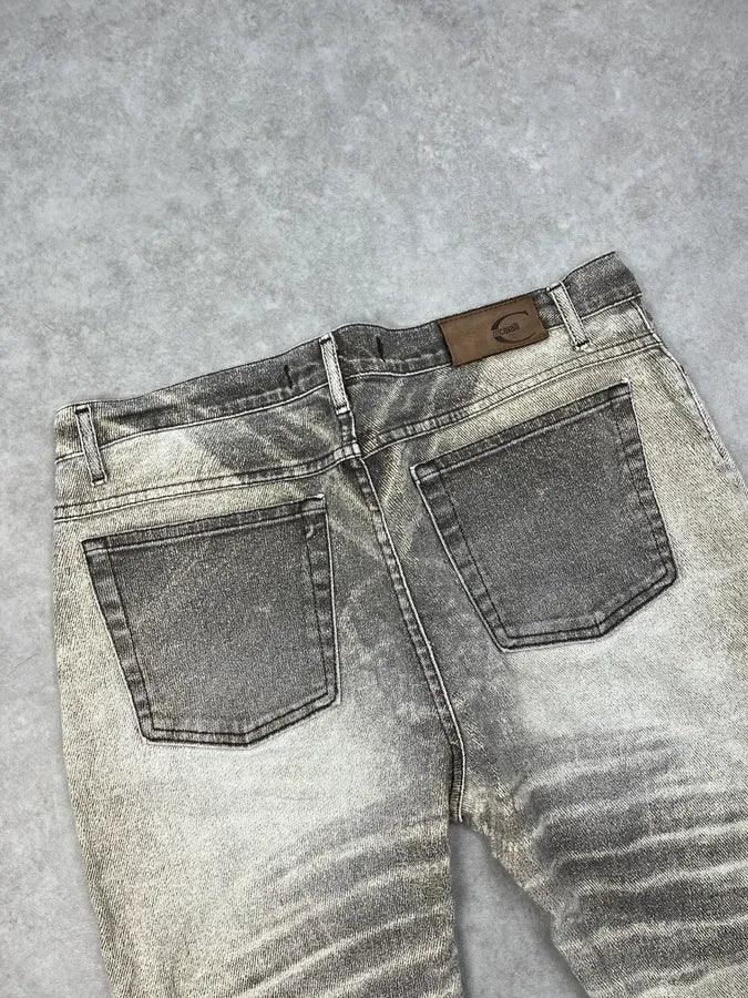 2000s Cavalli Beige & Grey Faded Overprint Bootcut Pants QitIgNh 7