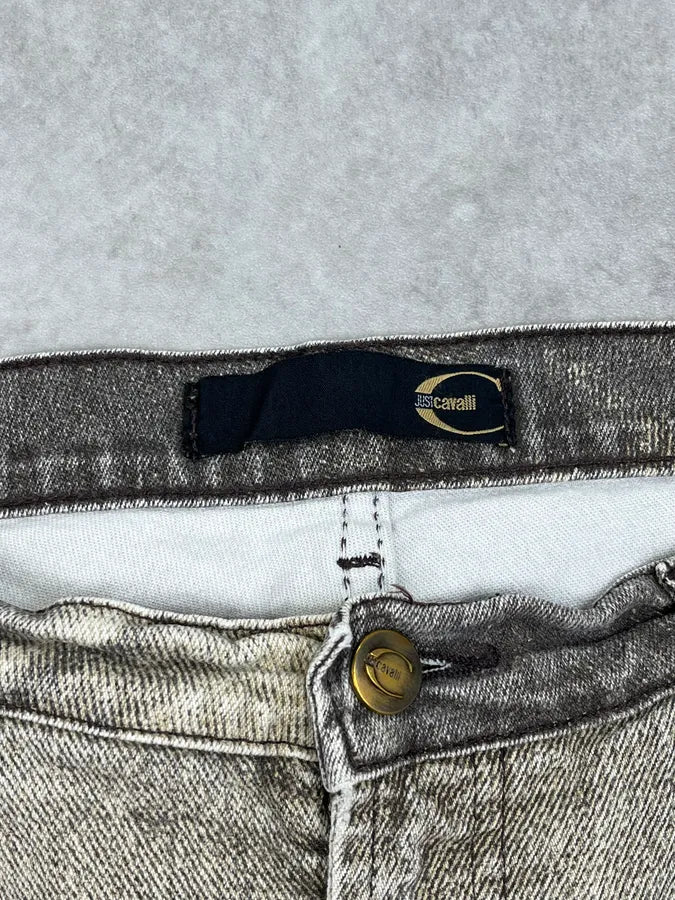 2000s Cavalli Beige & Grey Faded Overprint Bootcut Pants QitIgNh 10