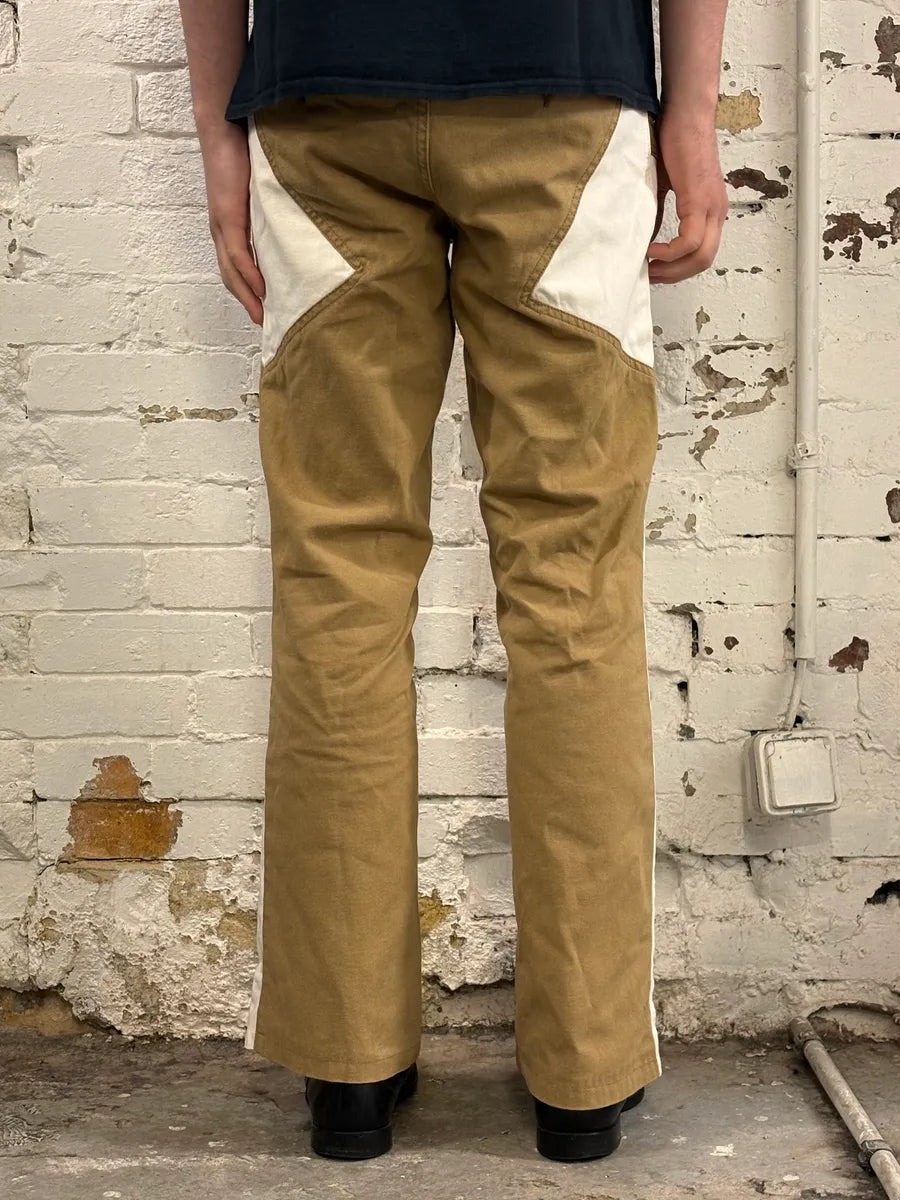 SS2004 Cavalli Beige & White Calm Sahara Contrast Pants orjdCZV 3