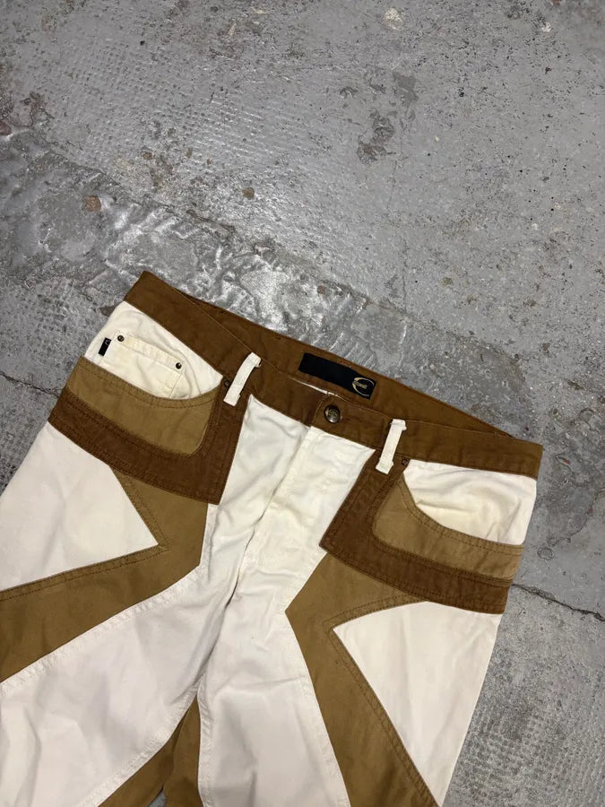 SS2004 Cavalli Beige & White Calm Sahara Contrast Pants orjdCZV 4