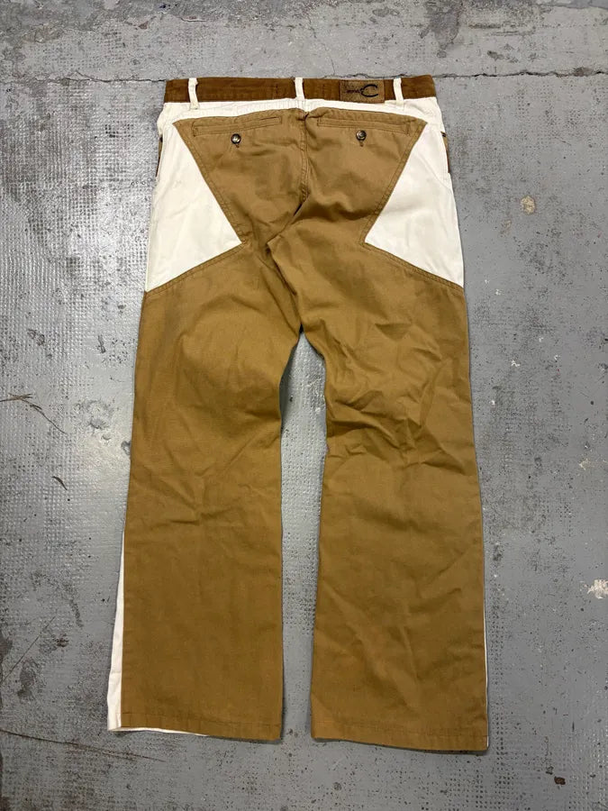 SS2004 Cavalli Beige & White Calm Sahara Contrast Pants orjdCZV 5