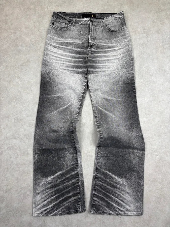 2000s Cavalli Grey Denim Washed Flared pants yYfsBas 0